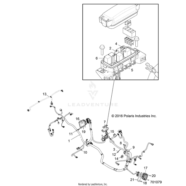 An Image of a Genuine Polaris Parts Schematic Diagram showing the schematic - ELECTRICAL: WIRE HARNESS - 2017 POLARIS RZR 900/900 EPS