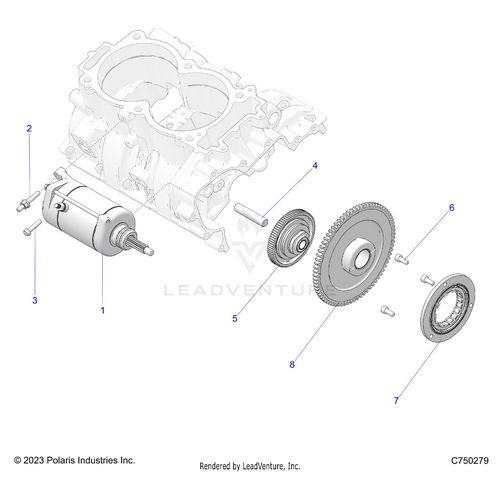 An Image of a Genuine Polaris Parts Schematic Diagram showing the schematic - ENGINE: STARTER - 2025 POLARIS RZR PRO XP 4 SPORT