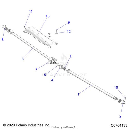 An Image of a Genuine Polaris Parts Schematic Diagram showing the schematic - DRIVE TRAIN: PROP SHAFT - 2021 POLARIS RZR XP 4 1000