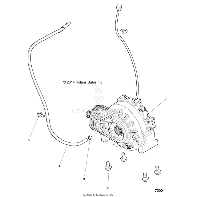 An Image of a Genuine Polaris Parts Schematic Diagram showing the schematic - DRIVE TRAIN: FRONT GEARCASE MOUNTING - 2015 POLARIS RZR 4 900