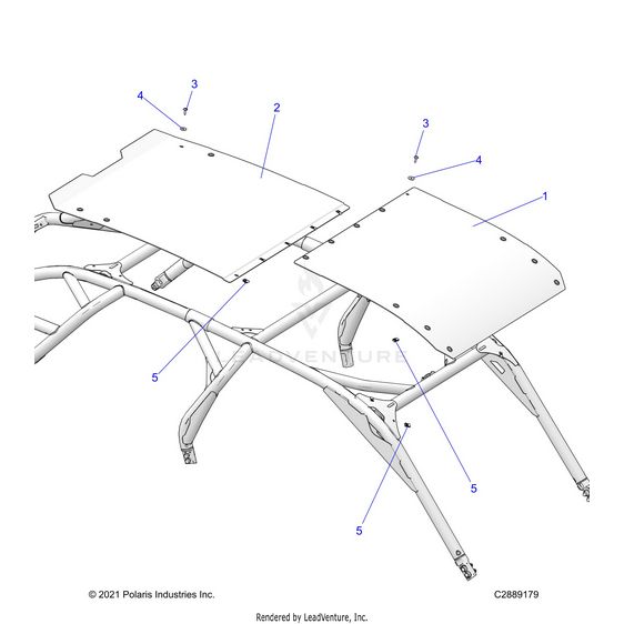 An Image of a Genuine Polaris Parts Schematic Diagram showing the schematic - BODY: ROOF - 2022 POLARIS RZR TURBO R 4 ULTIMATE