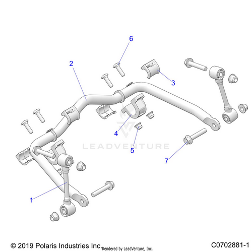 An Image of a Genuine Polaris Parts Schematic Diagram showing the schematic - SUSPENSION: FRONT STABILIZER BAR - 2021 POLARIS RZR PRO XP SPORT