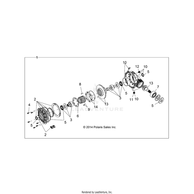 An Image of a Genuine Polaris Parts Schematic Diagram showing the schematic - DRIVE TRAIN: FRONT GEARCASE - 2016 POLARIS RZR XP 4 1000