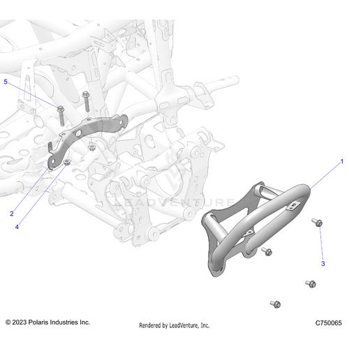 An Image of a Genuine Polaris Parts Schematic Diagram showing the schematic - CHASSIS: BUMPER MOUNTING - 2024 POLARIS RZR TURBO R 4 SPORT