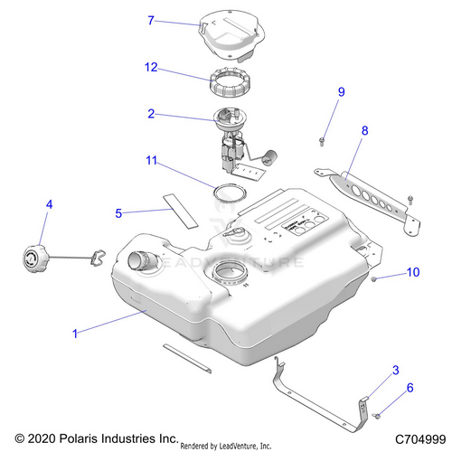 An Image of a Genuine Polaris Parts Schematic Diagram showing the schematic - FUEL: SYSTEM TANK - 2022 POLARIS RZR XP 1000 HIGH LIFTER