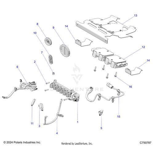 An Image of a Genuine Polaris Parts Schematic Diagram showing the schematic - ELECTRICAL: WIRE HARNESS PERIPHERAL - 2025 POLARIS RZR PRO XP 4 ULTIMATE