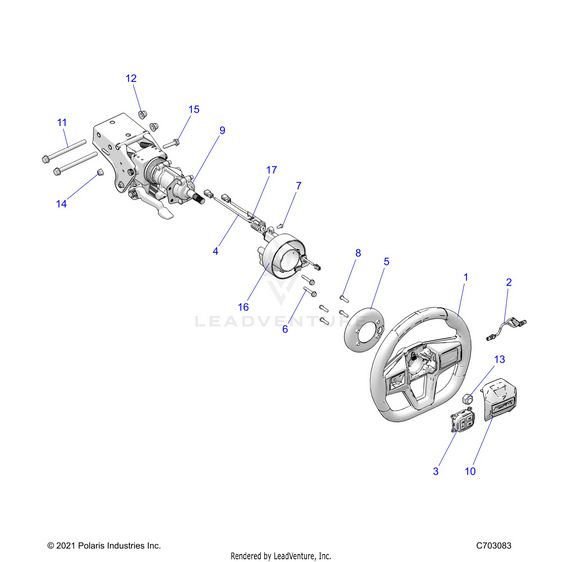 An Image of a Genuine Polaris Parts Schematic Diagram showing the schematic - STEERING: UPPER PREMIUM/DELUXE - 2022 POLARIS RZR PRO XP 4 PREMIUM EVAP