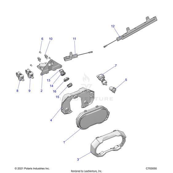 An Image of a Genuine Polaris Parts Schematic Diagram showing the schematic - ELECTRICAL: DASH INSTRUMENTS AND CONTROLS - 2022 POLARIS RZR PRO XP PREMIUM/EVAP
