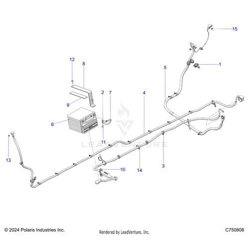 An Image of a Genuine Polaris Parts Schematic Diagram showing the schematic - ELECTRICAL: BATTERY AND RELATED - 2026 POLARIS RZR PRO R 4 LE