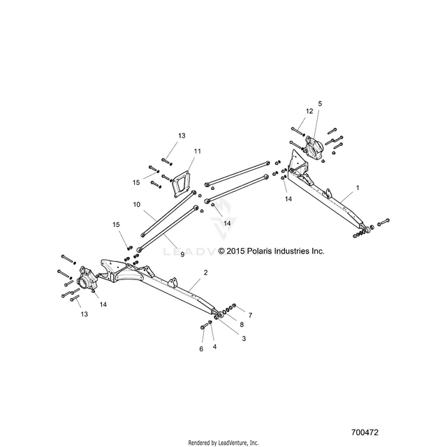 An Image of a Genuine Polaris Parts Schematic Diagram showing the schematic - SUSPENSION: REAR CONTROL ARMS - 2016 POLARIS RZR XP 4 TURBO