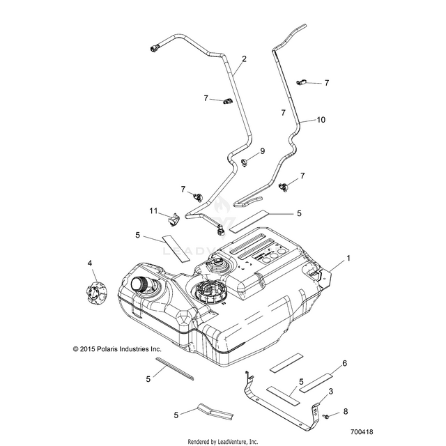 An Image of a Genuine Polaris Parts Schematic Diagram showing the schematic - BODY: FUEL TANK - 2016 POLARIS RZR S 1000 EPS
