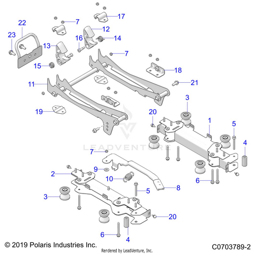An Image of a Genuine Polaris Parts Schematic Diagram showing the schematic - BODY: SEAT MOUNTING FRONT - 2022 POLARIS RZR PRO XP 4 PREMIUM EVAP