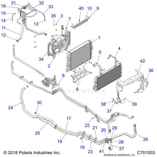 An Image of a Genuine Polaris Parts Schematic Diagram showing the schematic - ENGINE: COOLING SYSTEM - 2021 POLARIS RZR XP TURBO