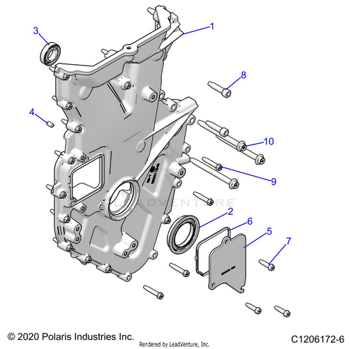 An Image of a Genuine Polaris Parts Schematic Diagram showing the schematic - ENGINE: FRONT COVER AND RELATED - 2025 POLARIS RZR PRO R 4 SPORT