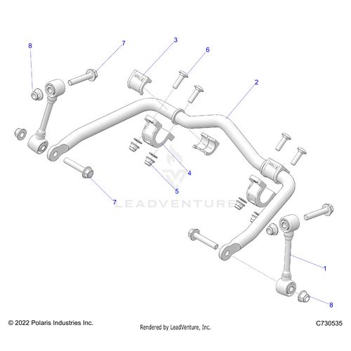 An Image of a Genuine Polaris Parts Schematic Diagram showing the schematic - SUSPENSION: FRONT STABILIZER BAR - 2023 POLARIS RZR PRO XP SPORT