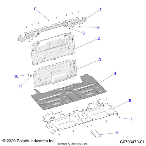 An Image of a Genuine Polaris Parts Schematic Diagram showing the schematic - BODY: REAR CLOSEOFF CENTER PANELS - 2022 POLARIS RZR PRO R 4 SPORT