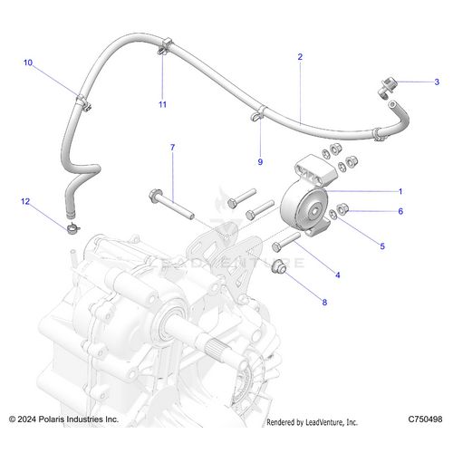 An Image of a Genuine Polaris Parts Schematic Diagram showing the schematic - DRIVE TRAIN: MAIN GEARCASE MOUNTING - 2025 POLARIS RZR PRO S SPORT