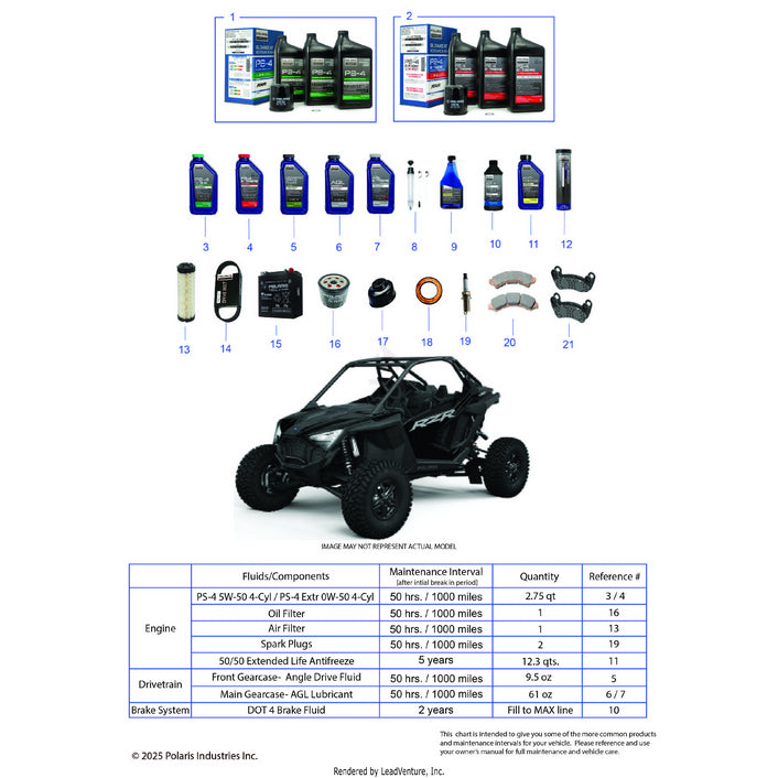 An Image of a Genuine Polaris Parts Schematic Diagram showing the schematic - *SERVICE & MAINTENANCE - 2023 POLARIS RZR TURBO R SPORT