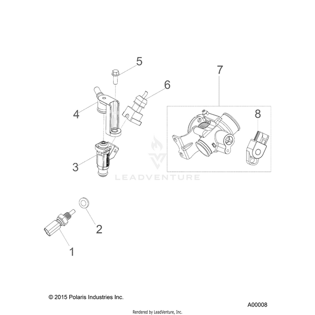 An Image of a Genuine Polaris Parts Schematic Diagram showing the schematic - ENGINE: FUEL INJECTION - 2021 POLARIS RZR 170