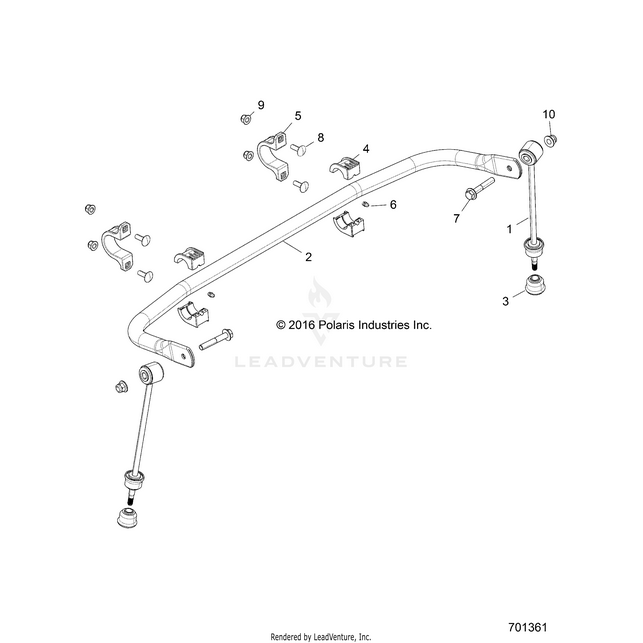 An Image of a Genuine Polaris Parts Schematic Diagram showing the schematic - SUSPENSION: STABILIZER BAR REAR - 2017 POLARIS RZR 570 S