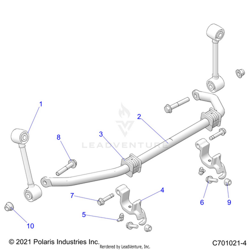 An Image of a Genuine Polaris Parts Schematic Diagram showing the schematic - SUSPENSION: FRONT STABILIZER BAR - 2025 POLARIS RZR 900 TRAIL S
