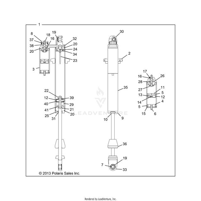 An Image of a Genuine Polaris Parts Schematic Diagram showing the schematic - SUSPENSION: FRONT SHOCK INTERNALS - 2016 POLARIS RZR XP 1000