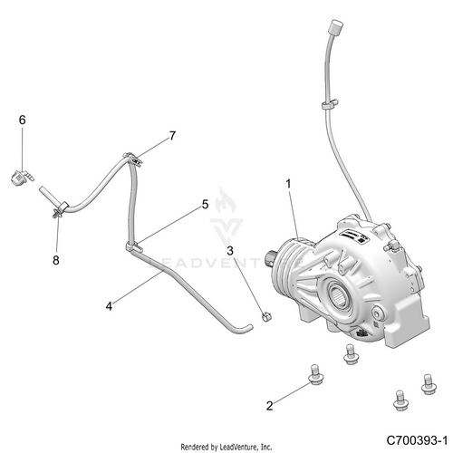 An Image of a Genuine Polaris Parts Schematic Diagram showing the schematic - DRIVE TRAIN: FRONT GEARCASE MOUNTING - 2019 POLARIS RZR TURBO 4
