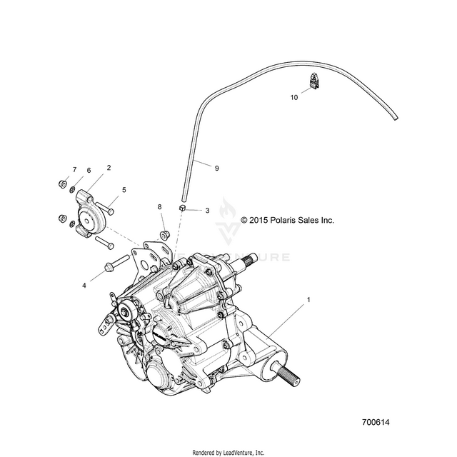 An Image of a Genuine Polaris Parts Schematic Diagram showing the schematic - DRIVE TRAIN: MAIN GEARCASE MOUNTING - 2016 POLARIS RZR S 900