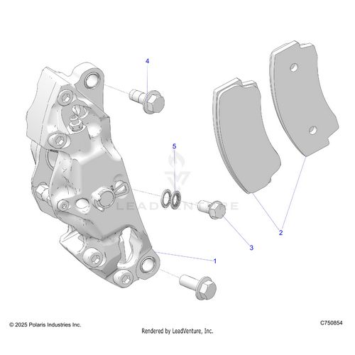 An Image of a Genuine Polaris Parts Schematic Diagram showing the schematic - BRAKES: CALIPER FRONT - 2025 POLARIS RZR PRO R RACE