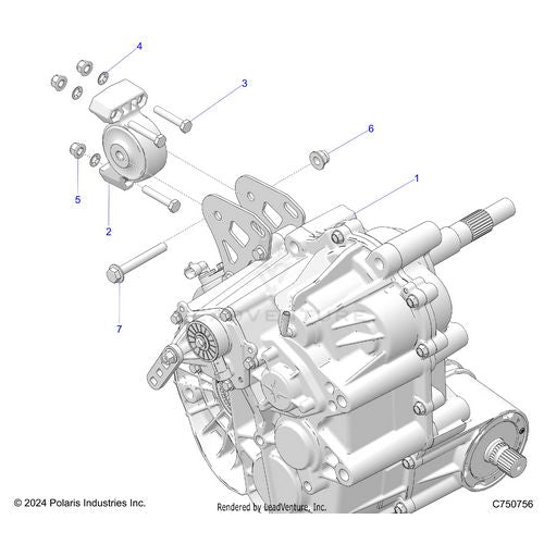 An Image of a Genuine Polaris Parts Schematic Diagram showing the schematic - DRIVE TRAIN: MAIN GEARCASE MOUNTING - 2025 POLARIS RZR PRO XP ULTIMATE