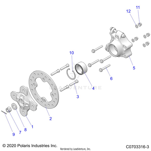 An Image of a Genuine Polaris Parts Schematic Diagram showing the schematic - SUSPENSION: REAR CARRIER - 2022 POLARIS RZR XP 1000 TRAILS & ROCKS