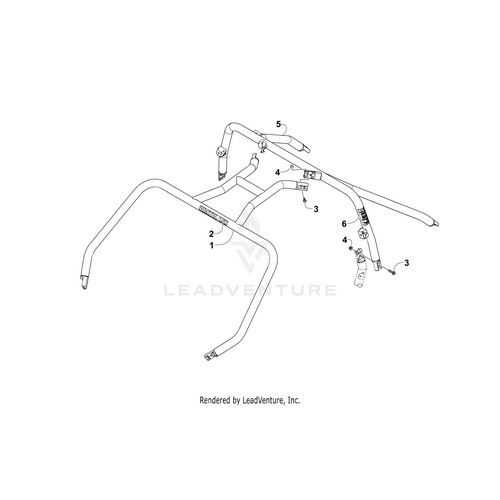 Line drawing of the Rops Rear W/ Warning Decal (2015 Wc) (Inc. 6) by Arctic Cat, showing numbered parts like bolts and clamps. Includes a faint logo and watermark—ideal for identifying or sourcing OEM Arctic Cat components.