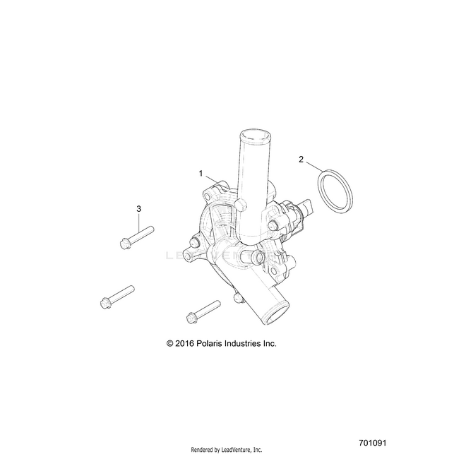 An Image of a Genuine Polaris Parts Schematic Diagram showing the schematic - ENGINE: COOLING WATERPUMP - 2018 POLARIS RZR S 900