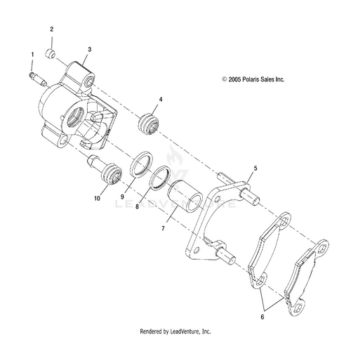 An Image of a Genuine Polaris Parts Schematic Diagram showing the schematic - BRAKES: REAR CALIPER - 2019 POLARIS RZR 570