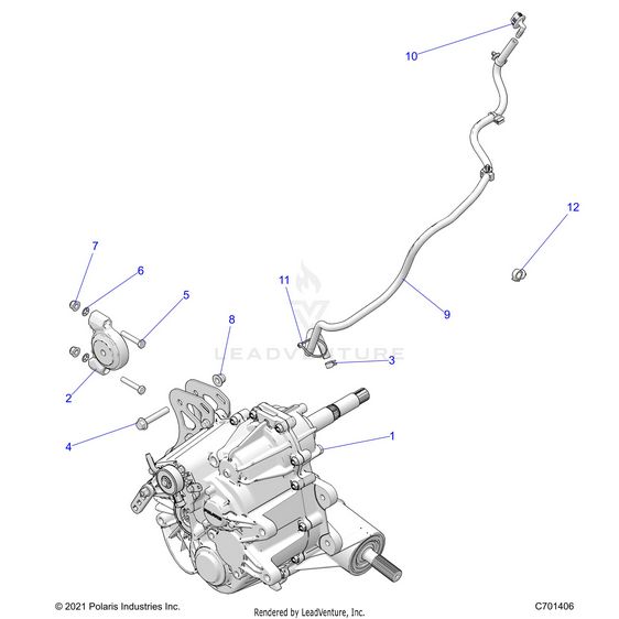 An Image of a Genuine Polaris Parts Schematic Diagram showing the schematic - DRIVE TRAIN: MAIN GEARCASE MOUNTING - 2023 POLARIS RZR XP 4 1000 SPORT