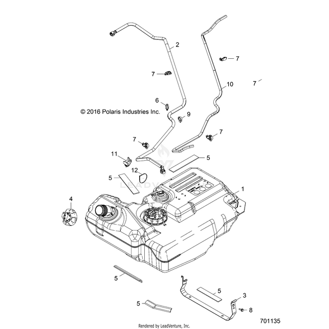 An Image of a Genuine Polaris Parts Schematic Diagram showing the schematic - BODY: FUEL TANK - 2017 POLARIS RZR 4 900
