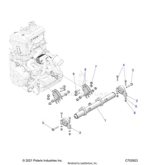 An Image of a Genuine Polaris Parts Schematic Diagram showing the schematic - ENGINE: MOUNTING & LONG BLOCK - 2024 POLARIS RZR XP 4 1000 SPORT