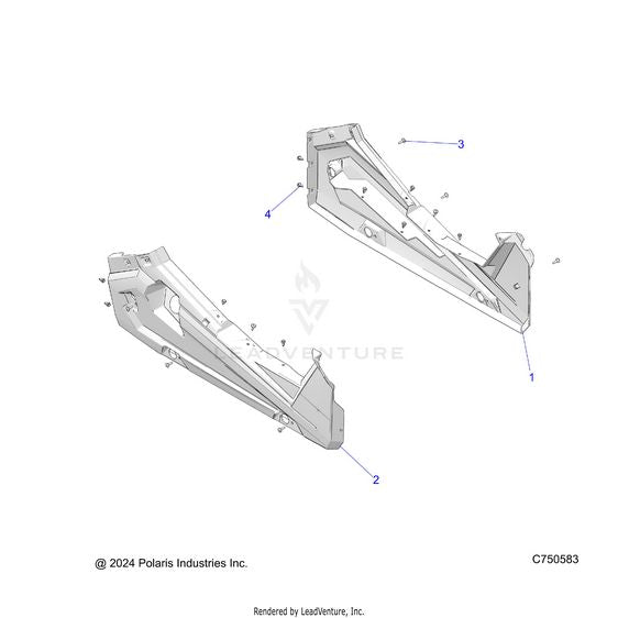 An Image of a Genuine Polaris Parts Schematic Diagram showing the schematic - BODY: ROCKER PANELS - 2025 POLARIS RZR XP 1000 ULTIMATE