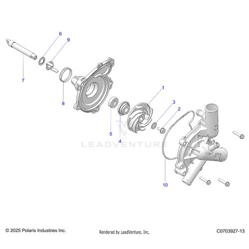 An Image of a Genuine Polaris Parts Schematic Diagram showing the schematic - ENGINE: WATERPUMP ASSEMBLY - 2026 POLARIS RZR XP S 1000 ULTIMATE