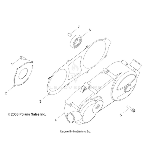 An Image of a Genuine Polaris Parts Schematic Diagram showing the schematic - ENGINE: CRANKCASE COVER LH - 2019 POLARIS RZR 170
