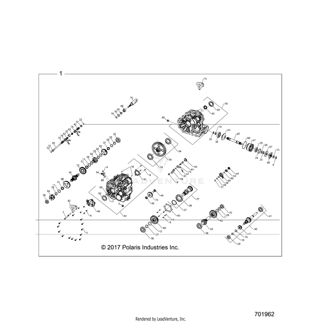 An Image of a Genuine Polaris Parts Schematic Diagram showing the schematic - DRIVE TRAIN: MAIN GEARCASE INTERNALS - 2018 POLARIS RZR XP 4 TURBO