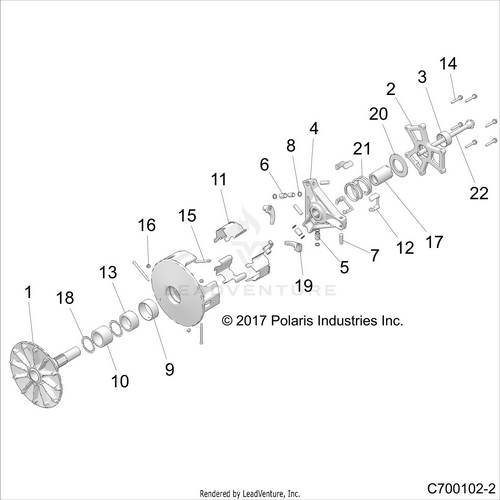 An Image of a Genuine Polaris Parts Schematic Diagram showing the schematic - DRIVE TRAIN: PRIMARY CLUTCH - 2021 POLARIS RZR RS1 EPS