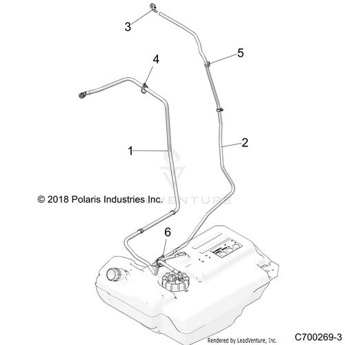 An Image of a Genuine Polaris Parts Schematic Diagram showing the schematic - BODY: FUEL LINES STD. - 2020 POLARIS RZR XP 4 1000