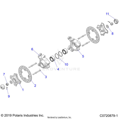 An Image of a Genuine Polaris Parts Schematic Diagram showing the schematic - SUSPENSION: REAR CARRIER AND HUB - 2020 POLARIS RZR PRO XP 4