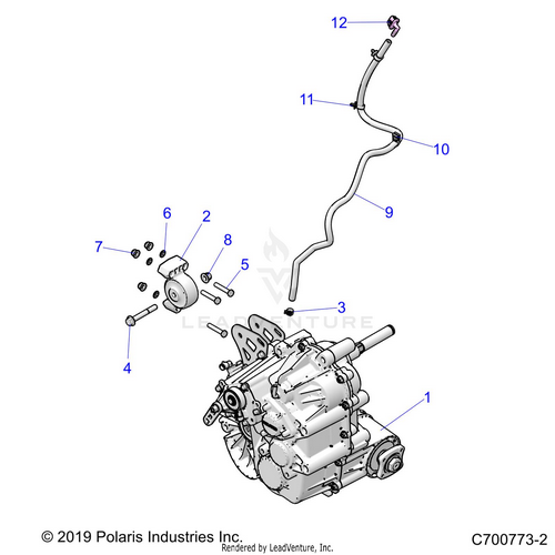 An Image of a Genuine Polaris Parts Schematic Diagram showing the schematic - DRIVE TRAIN: MAIN GEARCASE MOUNTING - 2020 POLARIS RZR TURBO S 4