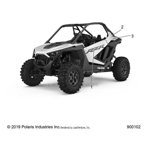 An Image of a Genuine Polaris Parts Schematic Diagram showing the schematic - BODY: DECALS GRAPHICS - 2021 POLARIS RZR PRO XP ULTIMATE CA