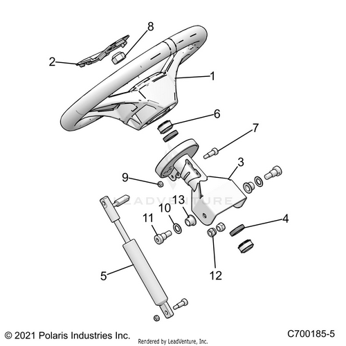 An Image of a Genuine Polaris Parts Schematic Diagram showing the schematic - STEERING: WHEEL - 2022 POLARIS RZR TRAIL 570