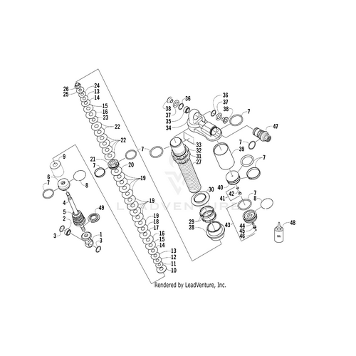 Exploded diagram of a mechanical assembly with labeled parts—springs, washers, bolts, seals, and the main Chrome Shaft-.620 Od X 15.50 Tlg by Arctic Cat—ideal for OEM part identification and assembly.