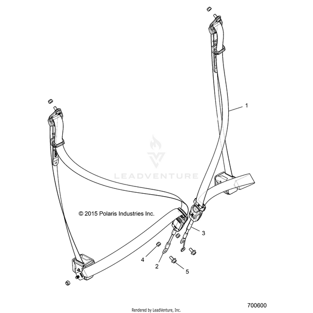 An Image of a Genuine Polaris Parts Schematic Diagram showing the schematic - BODY: SEAT BELT MOUNTING - 2018 POLARIS RZR XP TURBO