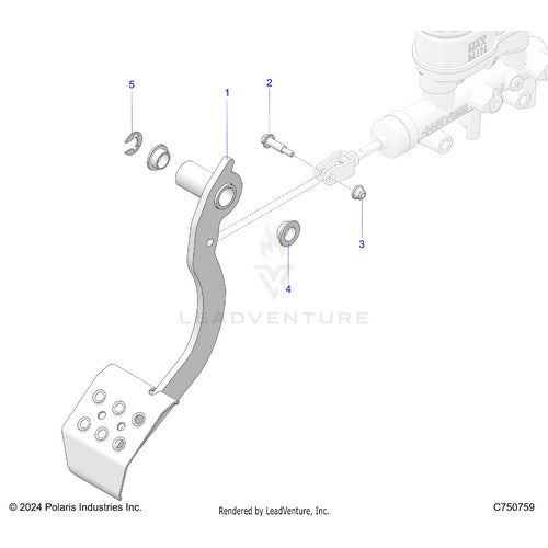 An Image of a Genuine Polaris Parts Schematic Diagram showing the schematic - BRAKES: PEDAL - 2025 POLARIS RZR PRO XP SPORT